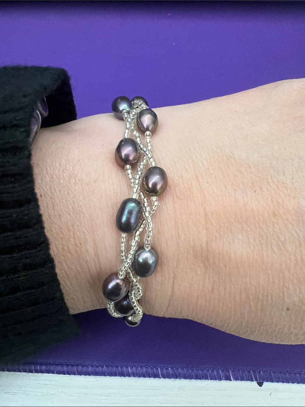 Cultured Pearl Multi-Strand Bracelet - Black Pearl
